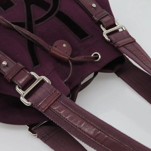 SAINT LAURENT Tote Bag Canvas Purple Silver Authentic - Picture 12 of 13